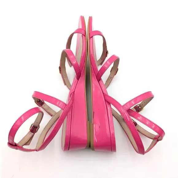 Stuart Weitzman Grecian Buckle Wedge Sandal Women's Peonia Size US9B EU39.5 - Picture 5 of 13